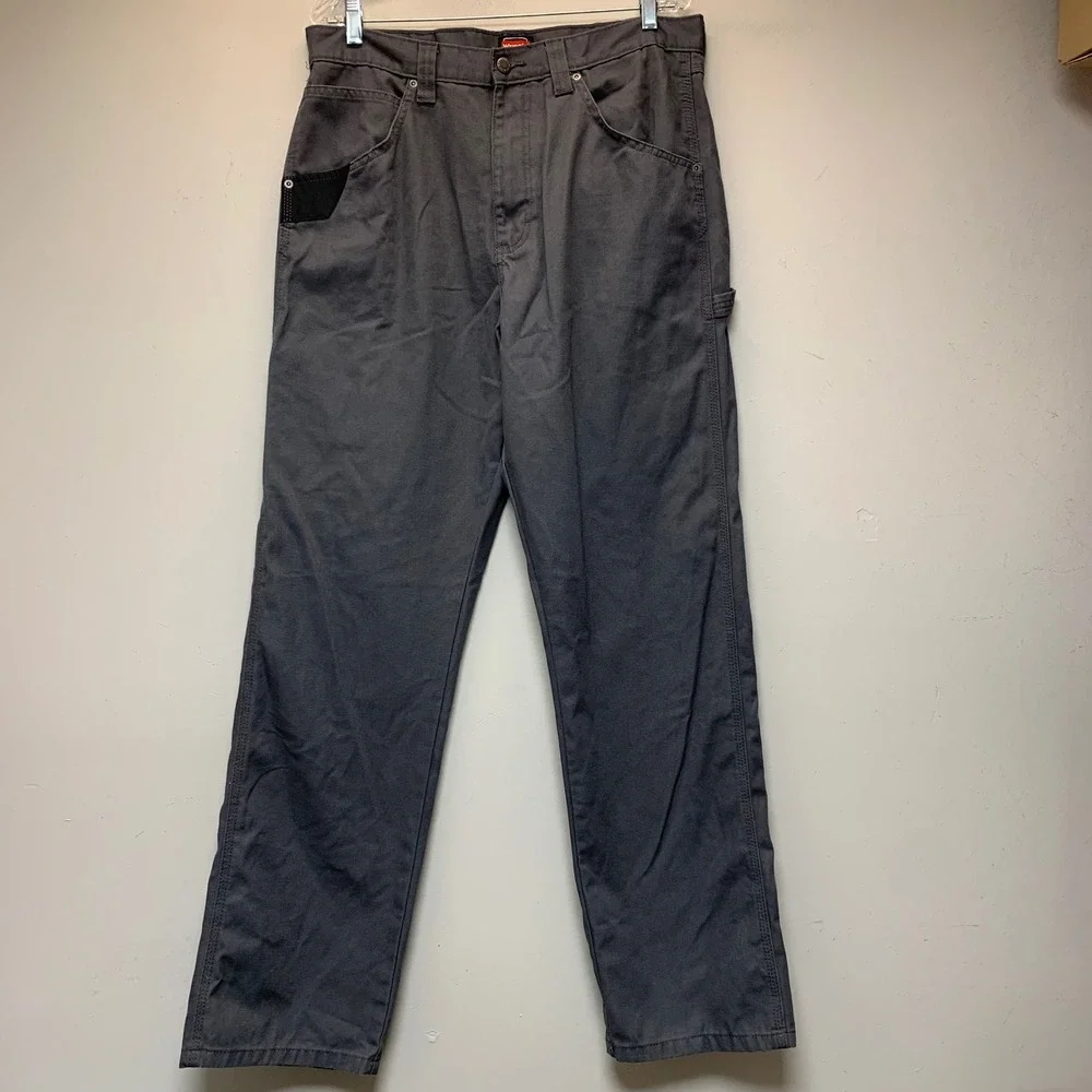 Wrangler Workwear Pants Mens 34x34 Grey Excellent Straight Canvas Carpenter